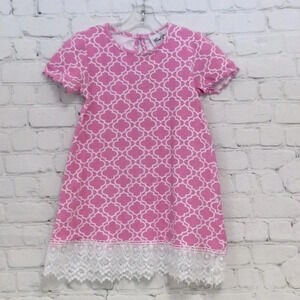 Like New Rare Editions Pink Lace Trim Dress size 5